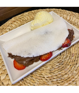 Tapioca de creme de avelã e morango